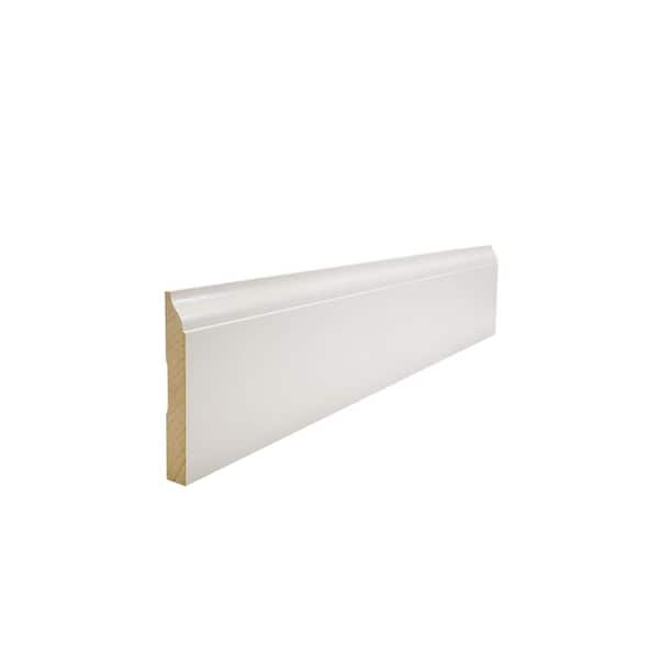 LWM 623 1/2 in. D x 3-1/4 in. W x 96 in. L Prefinished White Wood Finger-Joined Baseboard Moulding