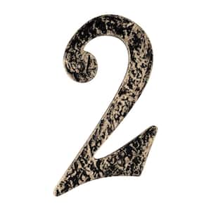 Hammered 6 in. Antique Brass House Number 2