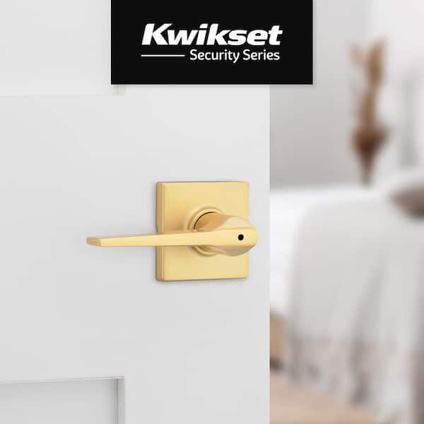 Kwikset Hollis Satin Brass Square Bed/Bath Door Handle 300HSL SQT