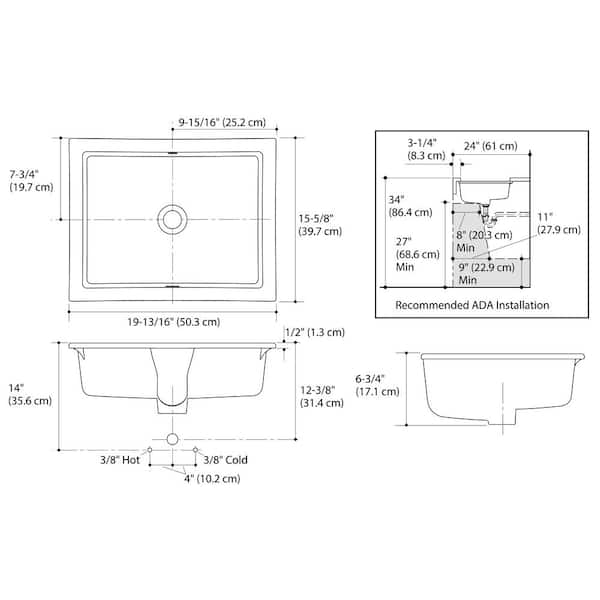 KOHLER Verticyl 19-3/4 in. Rectangle Undermount Bathroom Sink in Biscuit