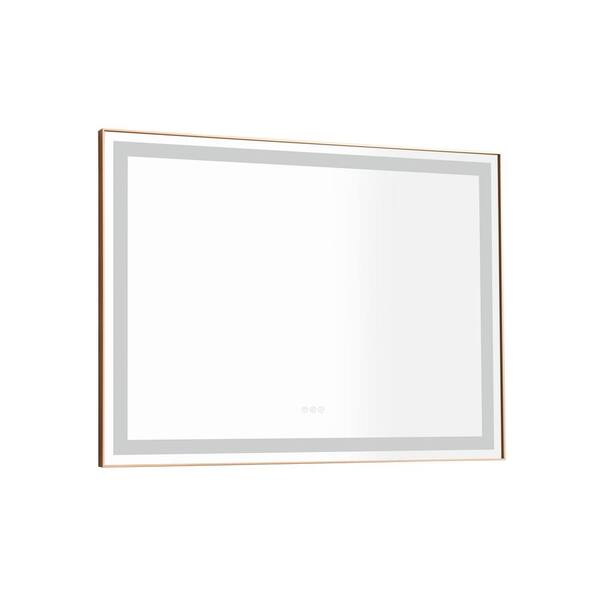 ANGELES HOME 48 in. W x 36 in. H Large Rectangular Aluminium Framed Dimmable AntiFog Wall