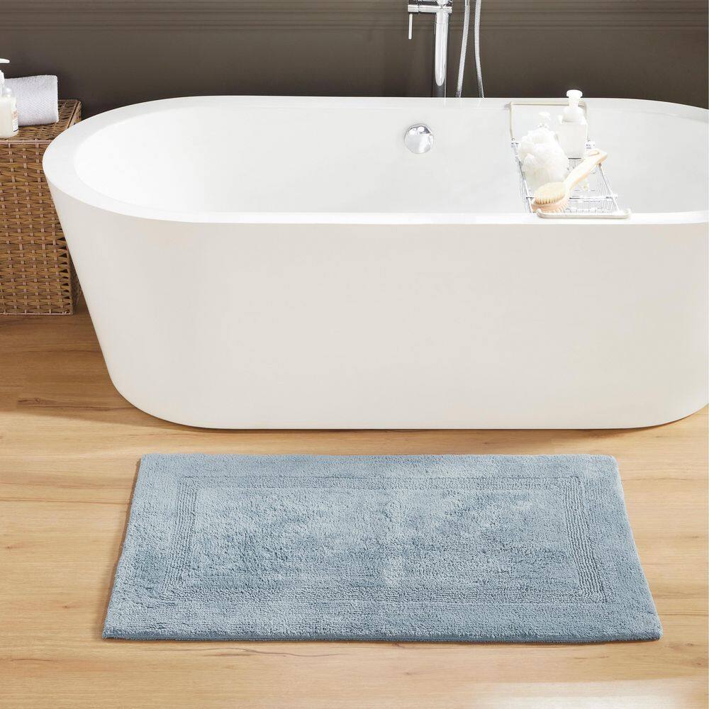 Lux Collection Blue 24 in. x 40 in. 100% Cotton Reversible Race Track Pattern Bath Rug price history on PriceWatchPro