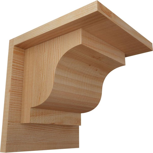 Ekena Millwork 7-1/2 in. x 8 in. x 8 in. Douglas Fir Newport Smooth Corbel with Backplate