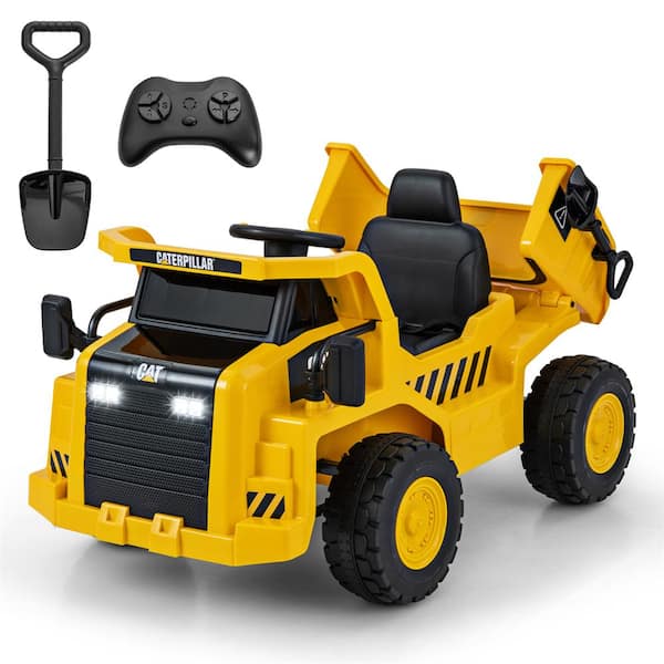 Kids Ride on Dump Truck 12-Volt Electric Vehicle with 2.4G Remote Control Working Megaphone Toy Car with LED Lights