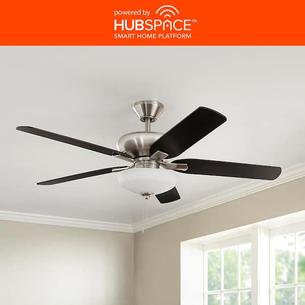 Holly Springs 52 in. Brushed Nickel LED Smart Hubspace Ceiling Fan with Light Kit and Remote Control