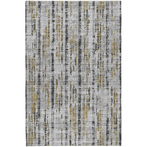 Dream Shag Premium Machine Washable Abstract ADS39 Silver 5 ft. x 7 ft. 6 in. Area Rug