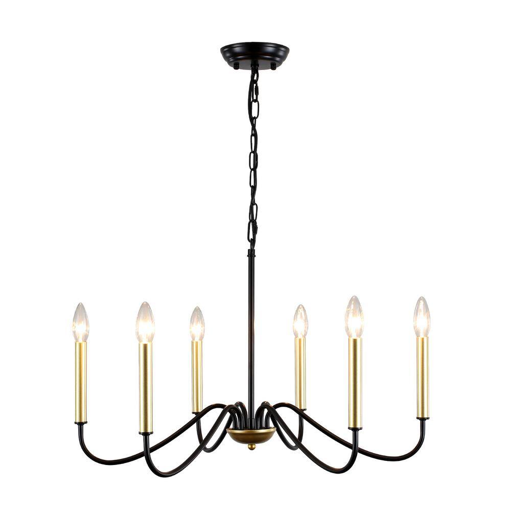 LWYTJO Clerise 6Light Classic Black/Gold Modern Candle Style