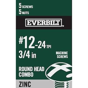 #12-24 x 3/4 in. Combo Round Head Zinc Plated Machine Screw (5-Pack)
