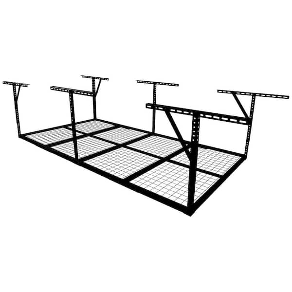 96 in. W x 38.6 in. H x 48 in. D Black Adjustable Metal Heavy Duty Overhead Garage Ceiling Mounted Storage Rack