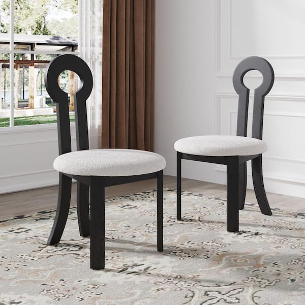 Black Velvet Wood Dining Chair Set With Wood Legs (Set of 2)