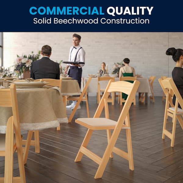 Flash Furniture Hercules Series Natural Wood Folding Chair with