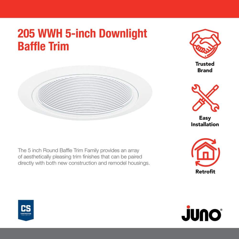 White 5-Inch Metal Baffle Recessed Down Light Trim