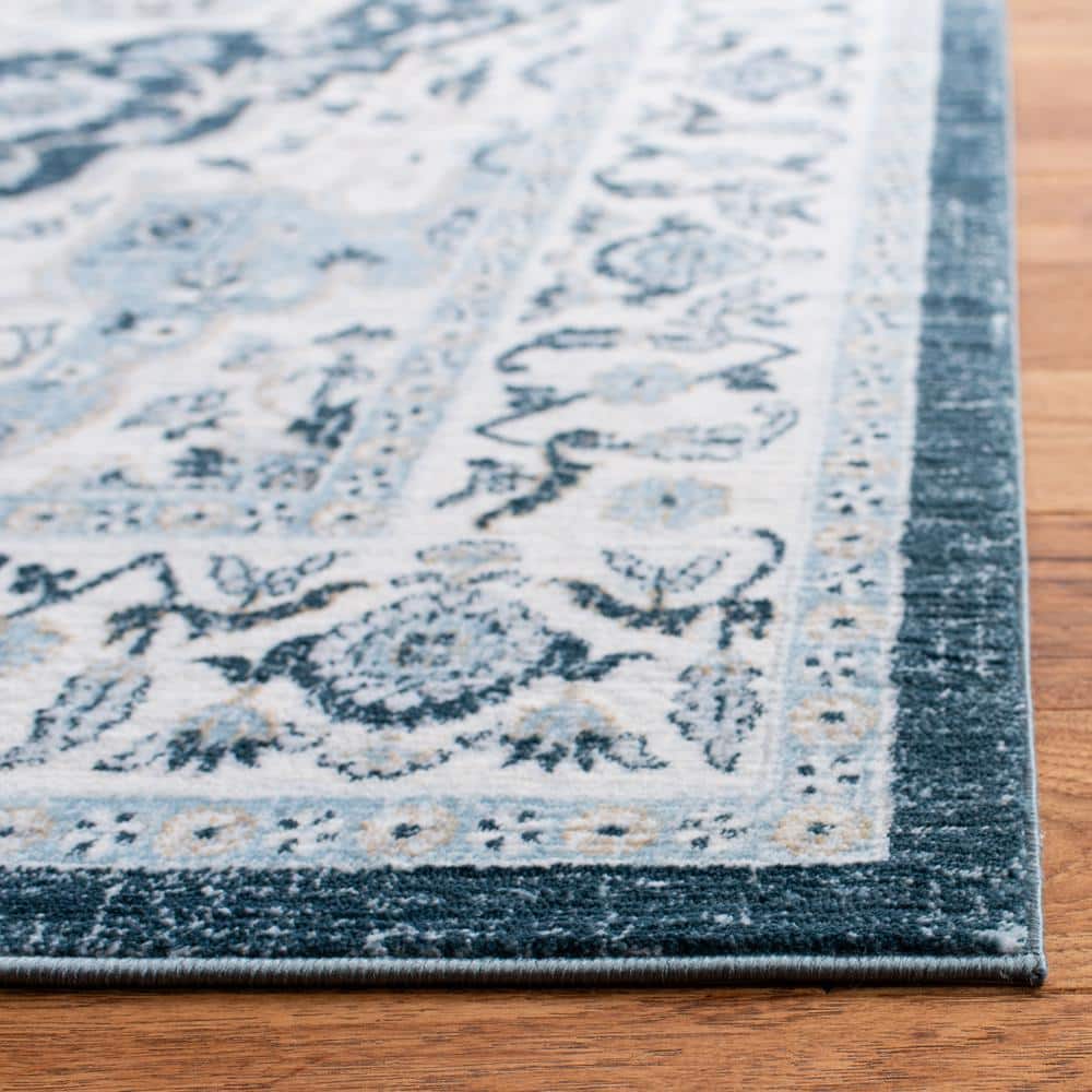 Elegance in Gray 47" Round Synthetic Stain-Resistant Area Rug