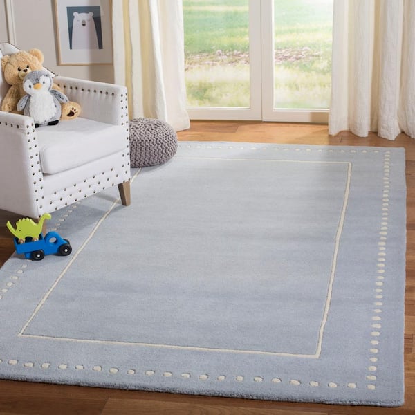 Bella Light Blue/Ivory Doormat 2 ft. x 3 ft. Dotted Border Area Rug