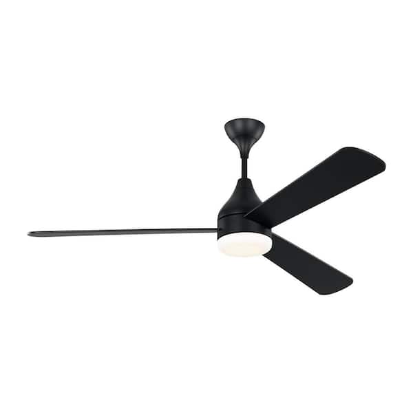 Generation Lighting - Streaming Smart 60 in. LED Indoor/Outdoor Midnight Black Ceiling Fan with Remote Control and Reversible Motor