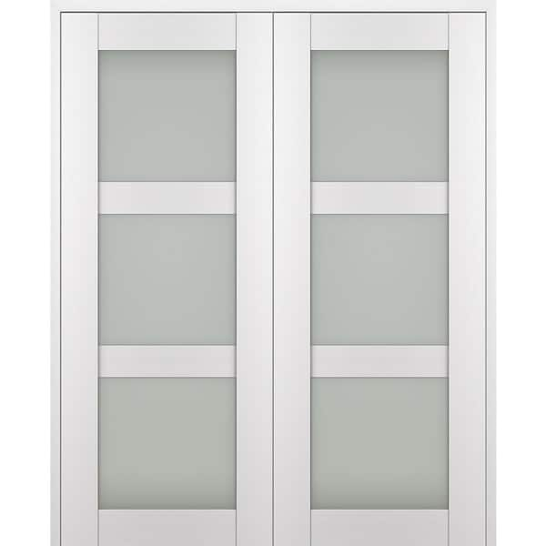 Belldinni Paola 72 in. x 84 in. Both Active 3-Lite Frosted Glass Bianco ...