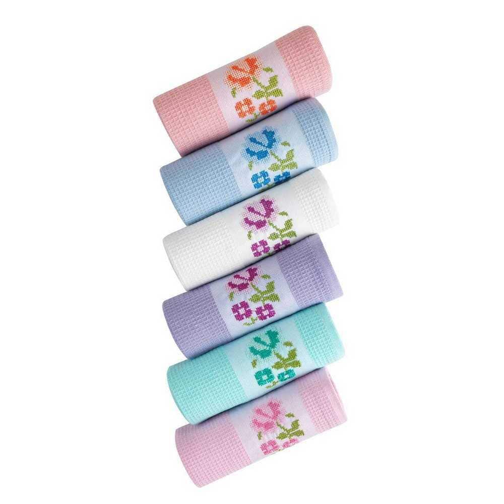 KAFTHAN Textile Multicolor Floral Cotton Kitchen Towel Set (Set of 6)