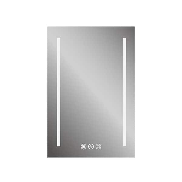 ANGELES HOME 20 in. W x 30 in. H Rectangular Frameless Wall Mounted Anti-Fog LED Bathroom Vanity Mirror in Silver