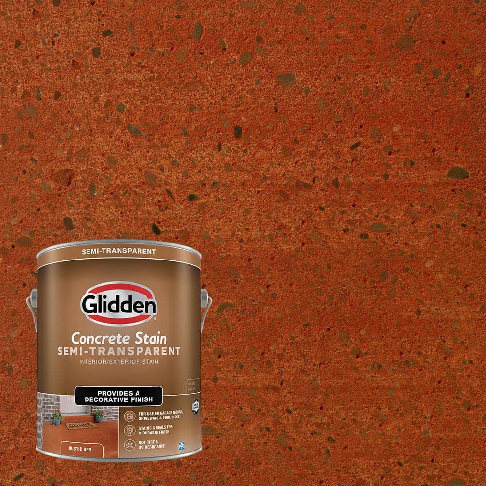 Glidden 1 gal. Rustic Red Interior/Exterior Semi-Transparent Concrete Stain GLN5052-01 - Home Depot