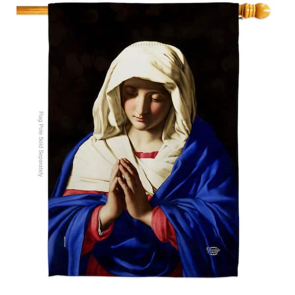 Ornament Collection 28 in. x 40 in. Virgin in Prayer Religious House Flag Double-Sided Decorative Vertical Flags