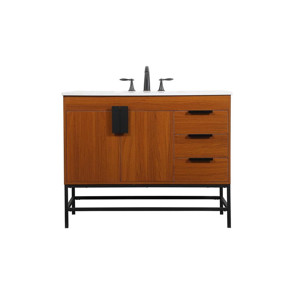 Simply Living 42 in. W x 22 in. D x 33.5 in. H Bath Vanity in Teak with Ivo