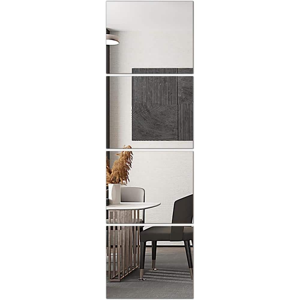 0.1 in. W x 14 in. H Rectangular Frameless with Glass Full Length Wall Moun