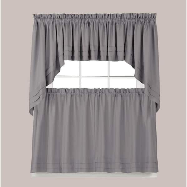 Saturday Knight Dove Gray Solid Rod Pocket Curtain - 57 in. W x 36 in. L (Set of 2)