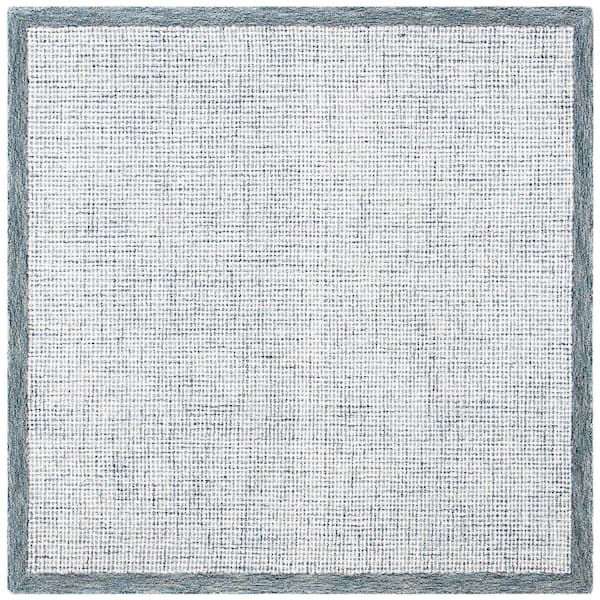 Abstract Navy/Ivory 8 ft. x 8 ft. Border Distressed Square Area Rug