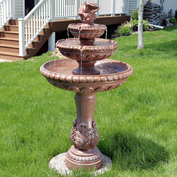43 in. 3-Tier Dove Pair Outdoor Water Fountain