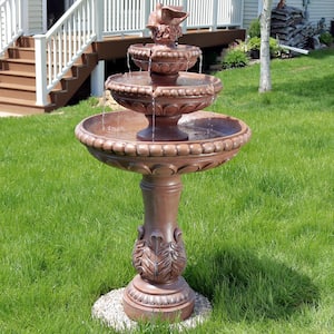 43 in. 3-Tier Dove Pair Outdoor Water Fountain
