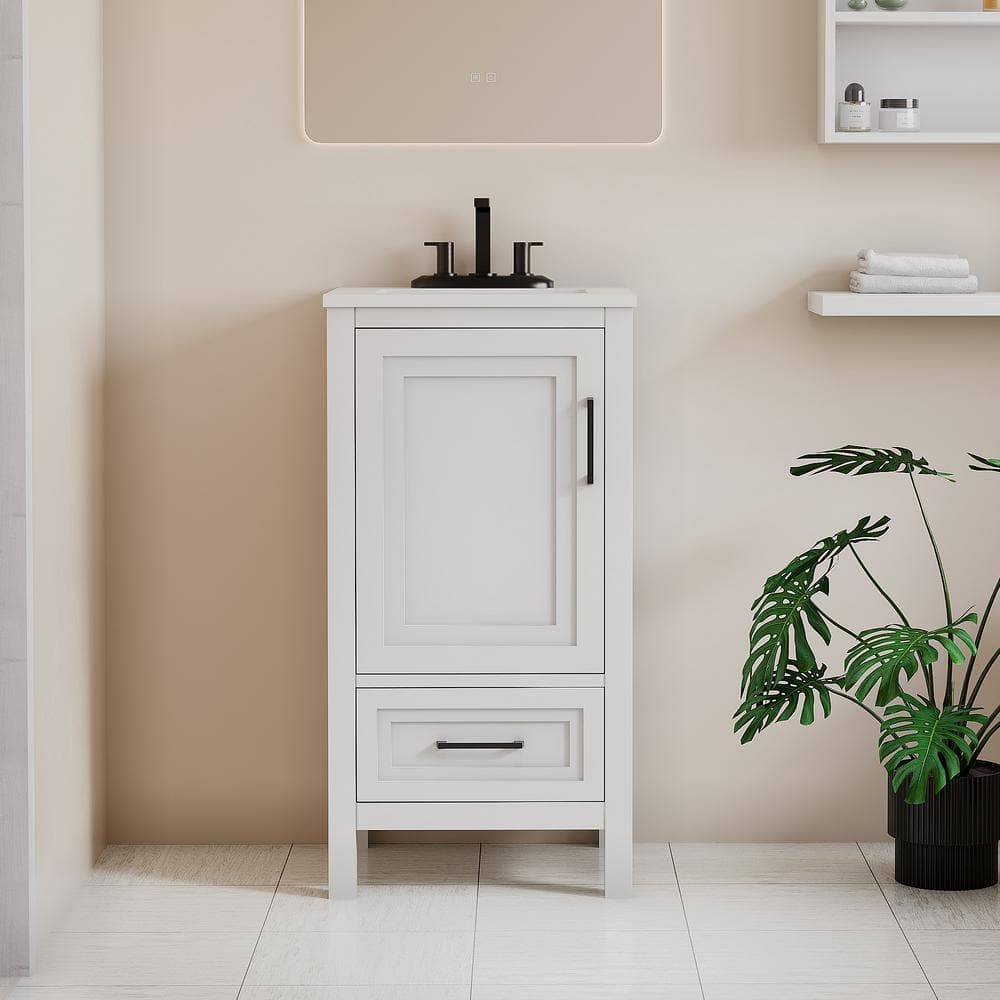 Lonni 18 in. W x 16 in. D x 35 in. H Single Sink Solid Wood Bath