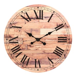 18 in. Brown Vintage Roman Numeral Wall Clock