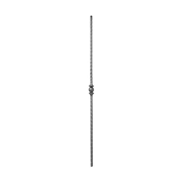 arteferro 39-3/8 in. x 1/2 in. Square Hammered Bar Single Boss With Tapered Ends Forged Raw Picket