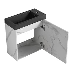 19.7 in. W x 9.9 in. D x 21.3 in. H Single Sink Wall Floating Bath Vanity in White with Black Resin Top and Cabinet