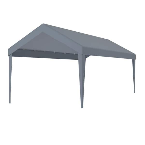 Unbranded 10 ft. x 20 ft. Gray Carport Replacement Canopy Cover with 72 Elastic Buckles, Frame is Not Included