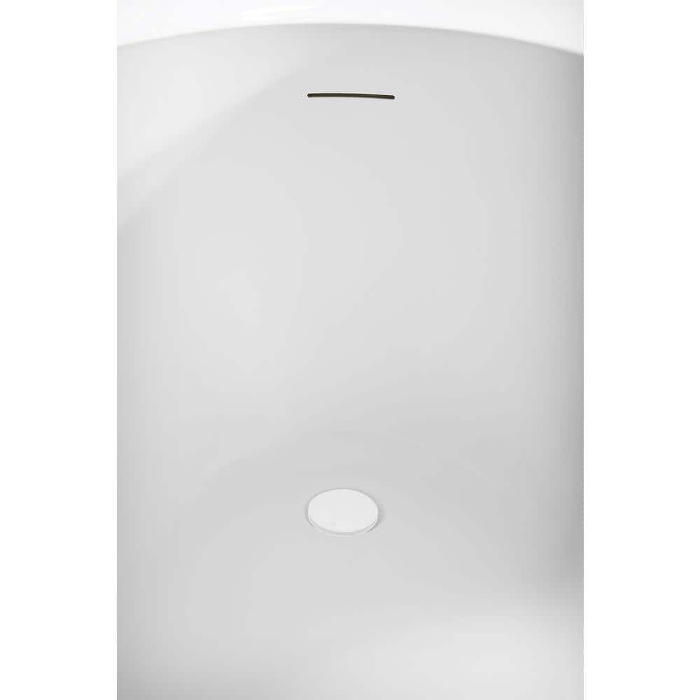 67" Glossy White Acrylic Freestanding Soaking Tub with Tray