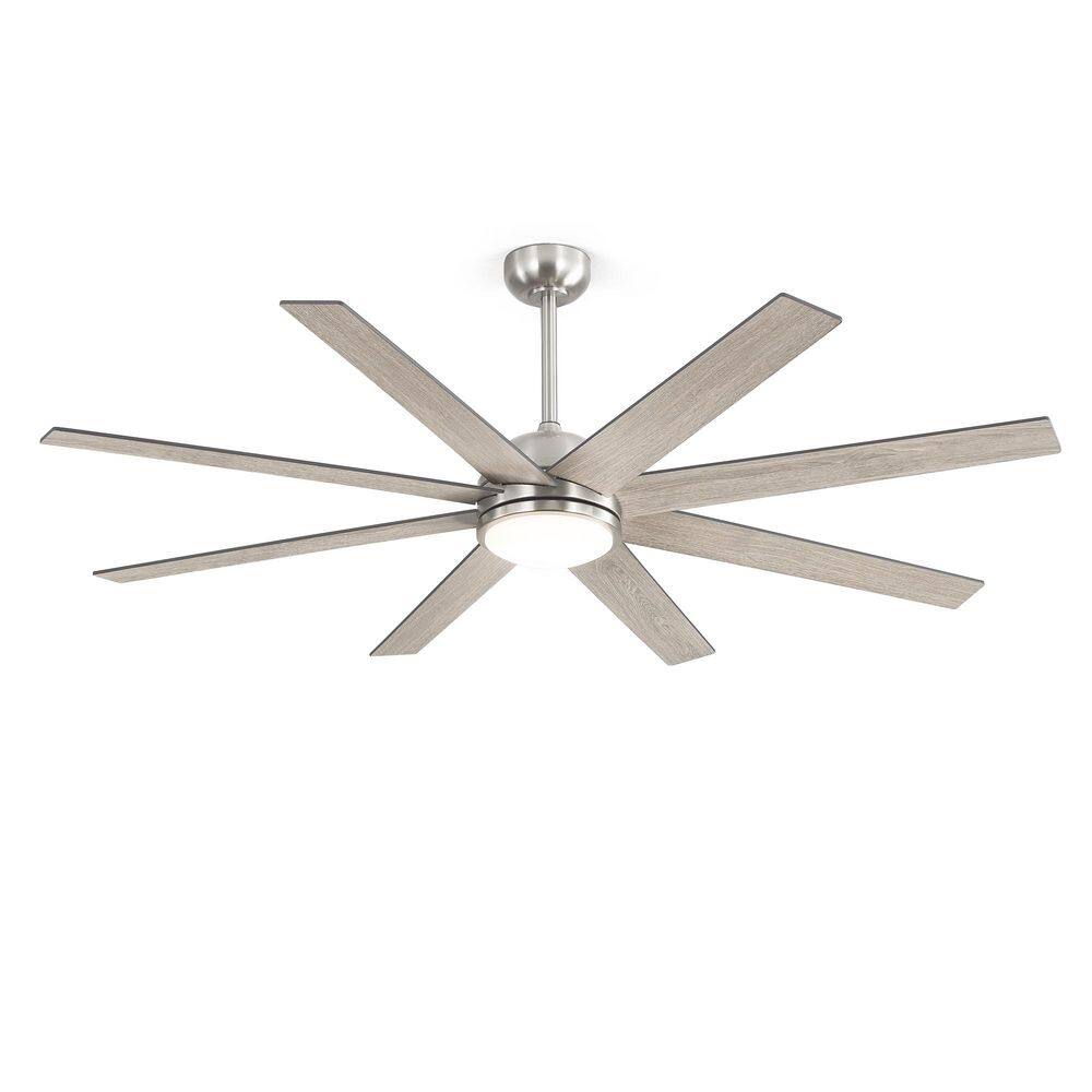 65 in. Sand Nickel Ceiling Fan with Light-Gray Wood and Walnut Dual Blades, DC Motor, Downrod and Angled Mount price history on PriceWatchPro