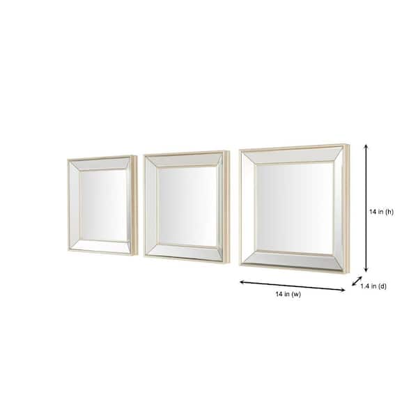 Stylewell Small Square Champagne Beveled Glass Classic Accent Mirror Set Of 3 14 In H X W H5 Mh 263 The Home Depot - Square Wall Mirror Set