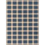 Medusa Freya Blue Checkered 5 ft. 3 in. x 7 ft. 3 in. Indoor/Outdoor Area Rug