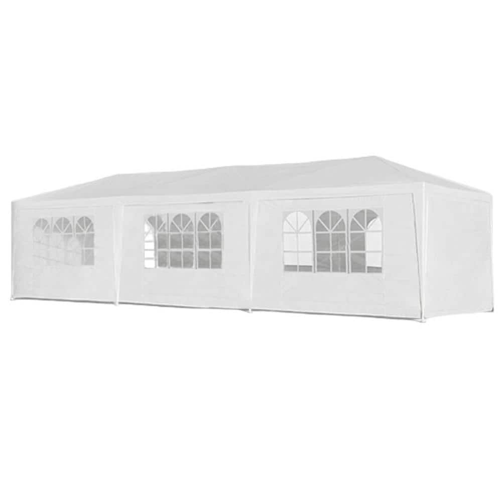 10 ft. x 30 ft. White Waterproof Canopy with 8 Removable Sidewalls for Outd