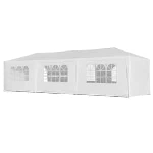 10 ft. x 30 ft. White Waterproof Canopy with 8 Removable Sidewalls for Outdoor Wedding, Party