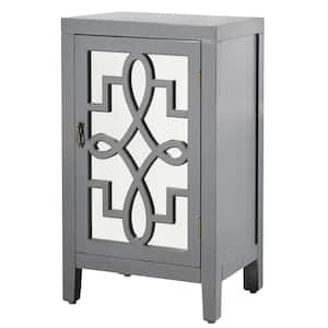 Grey Rectangle Wood Roxie Rose Nightstand 13.8 in.