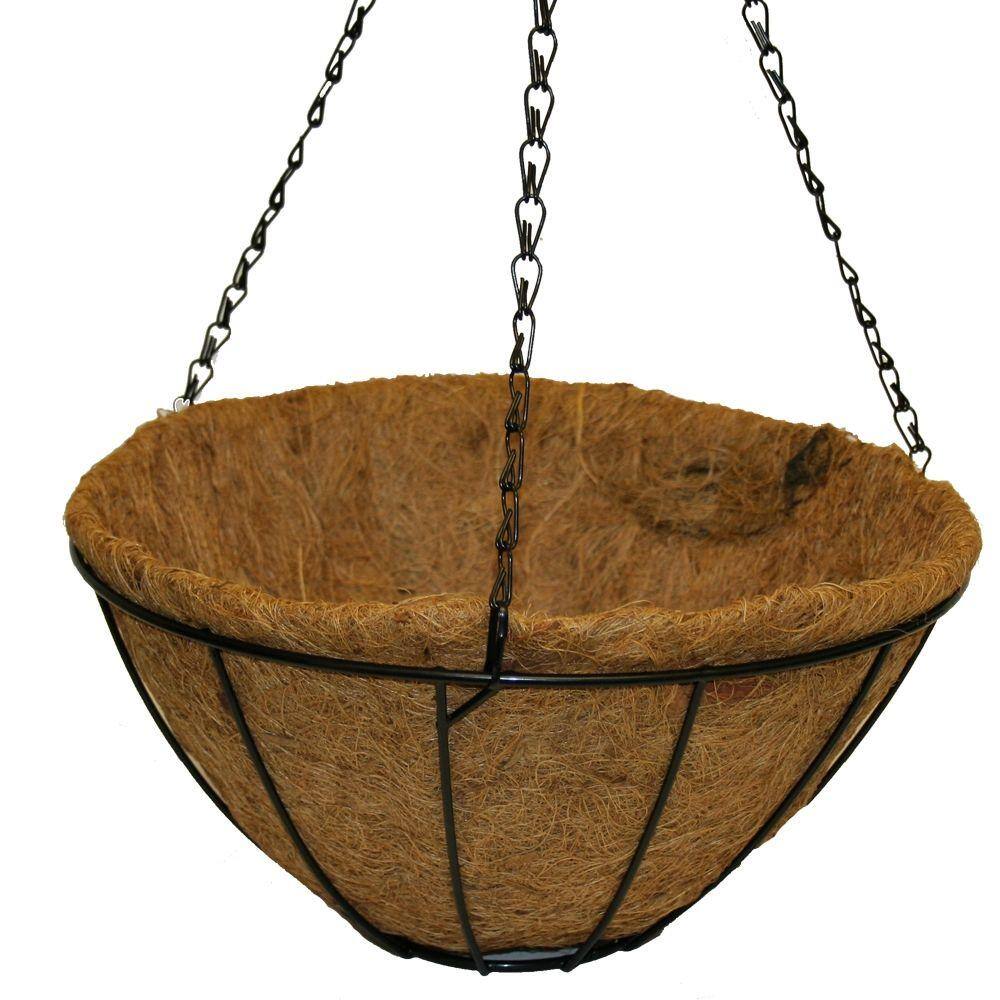 Hampton Bay 14 In Metal Hanging Grower S Basket Hgb14 B The Home Depot