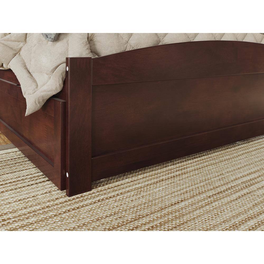 Walnut Full Platform Bed with Storage Drawers and Slatted Headboard
