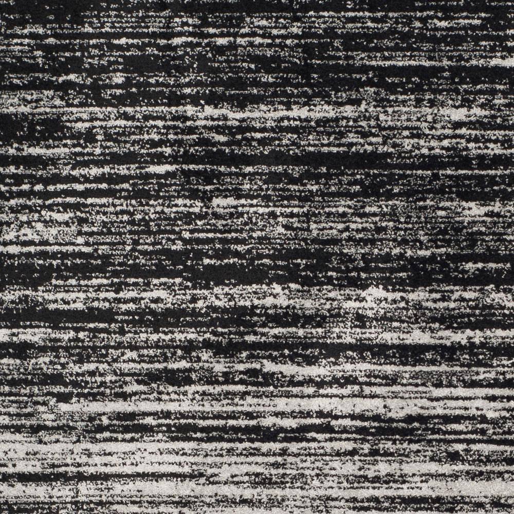 Silver and Black Abstract Low Pile Area Rug, 9' x 12'