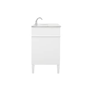 Timeless Home 60 in. W Single Bath Vanity in White with Marble Vanity Top in Carrara with White Basin