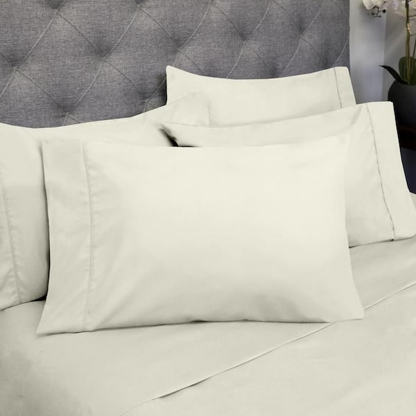 Sweet Home Collection 1500 Supreme Series 7-Piece Ivory Solid Color Microfiber Split King Sheet Set