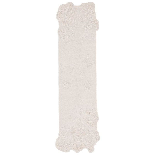 Mykonos 2 ft. x 8 ft. Ivory High-Low Floral Runner Rug