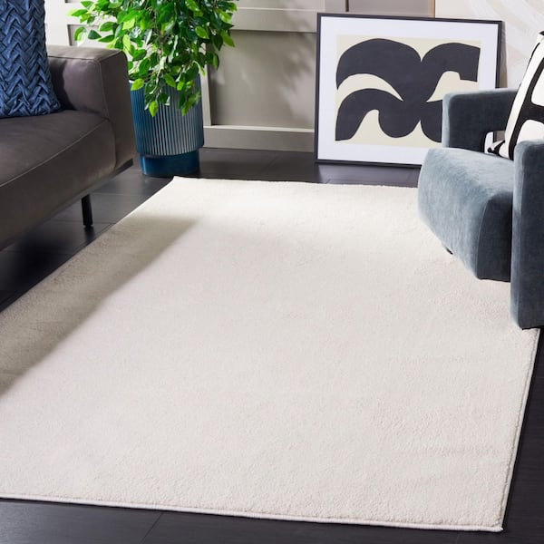 Non-Slip 3 ft. x 5 ft. Ivory Solid Color Area Rug