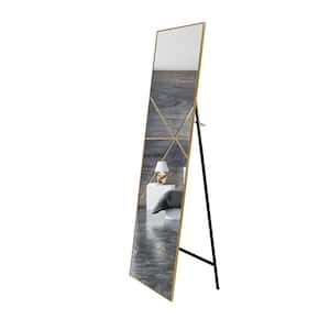July 65 in. x 22 in. Modern Rectangle Aluminum Alloy Framed Gold Full-Length Floor Standing Mirror